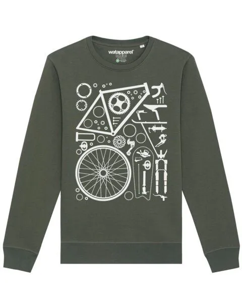 watapparel watapparel Sweatshirt Unisex Fahrradteile, Khaki, – Produktbild 1 von 4