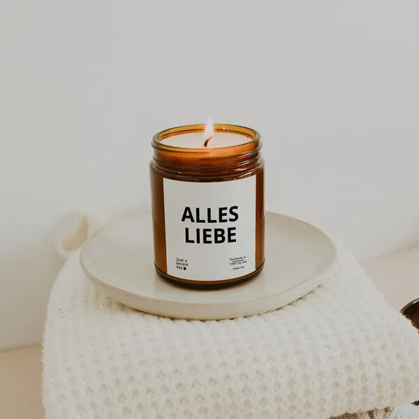 Just a decent day Just a decent day Duftkerzen Geschenk - ALLES LIEBE - Handmade aus Sojawachs – Produktbild 2 von 3