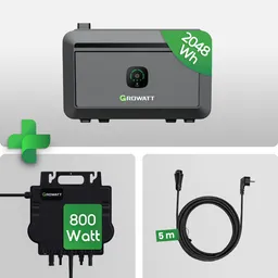 Growatt Growatt NOAH 2000 Plug & Play Speicher + NEO 800M-X Wechselrichter + 5m Schukokabel Set – Produktbild 1 von 1