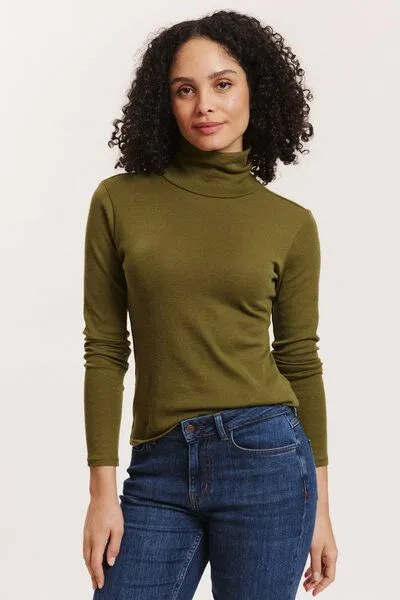 Tranquillo Tranquillo Longsleeve Marryy aus Biobaumwolle, Olive, – Produktbild 5 von 7