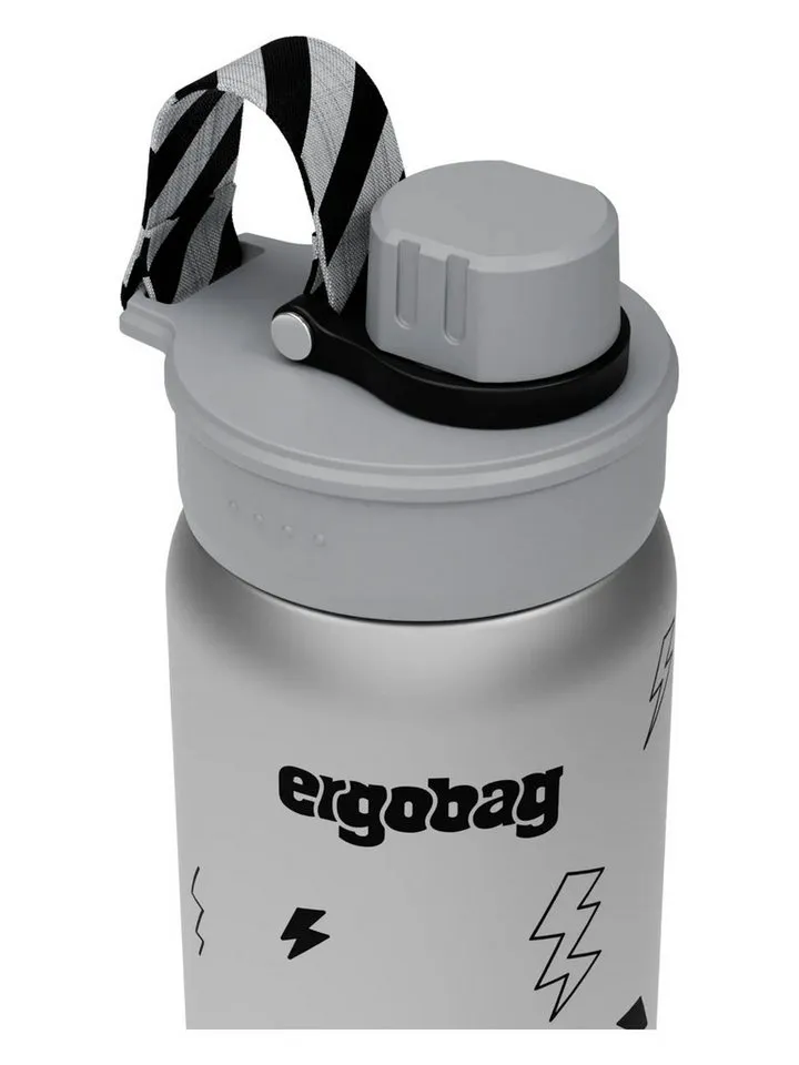 Ergobag Ergobag Trinkflasche Edelstahl Trinkflasche, auslaufsicher und kohlensäuregeeignet, Grün|schwarz, – Produktbild 4 von 5