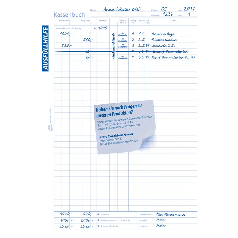 Avery Zweckform Avery Zweckform Formularbuch '1756' Kassenbuch ECF – Produktbild 1 von 3