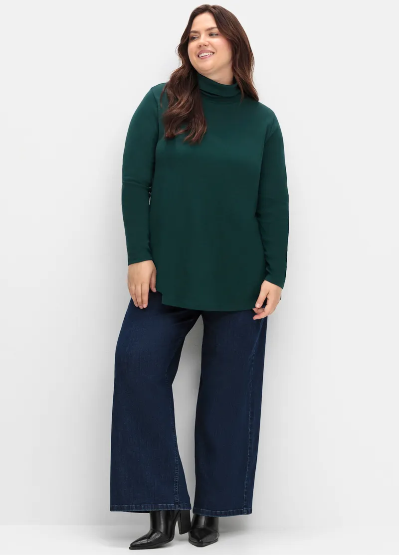 sheego Rollkragenshirt tiefgrün, Tiefgrün, – Produktbild 2 von 2