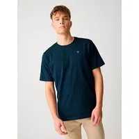 KnowledgeCotton Apparel KnowledgeCotton Apparel T-Shirt LOKE Badge aus Bio-Baumwolle - ROC/GOTS/Vegan, Blau (total eclipse), – Produktbild 1 von 1