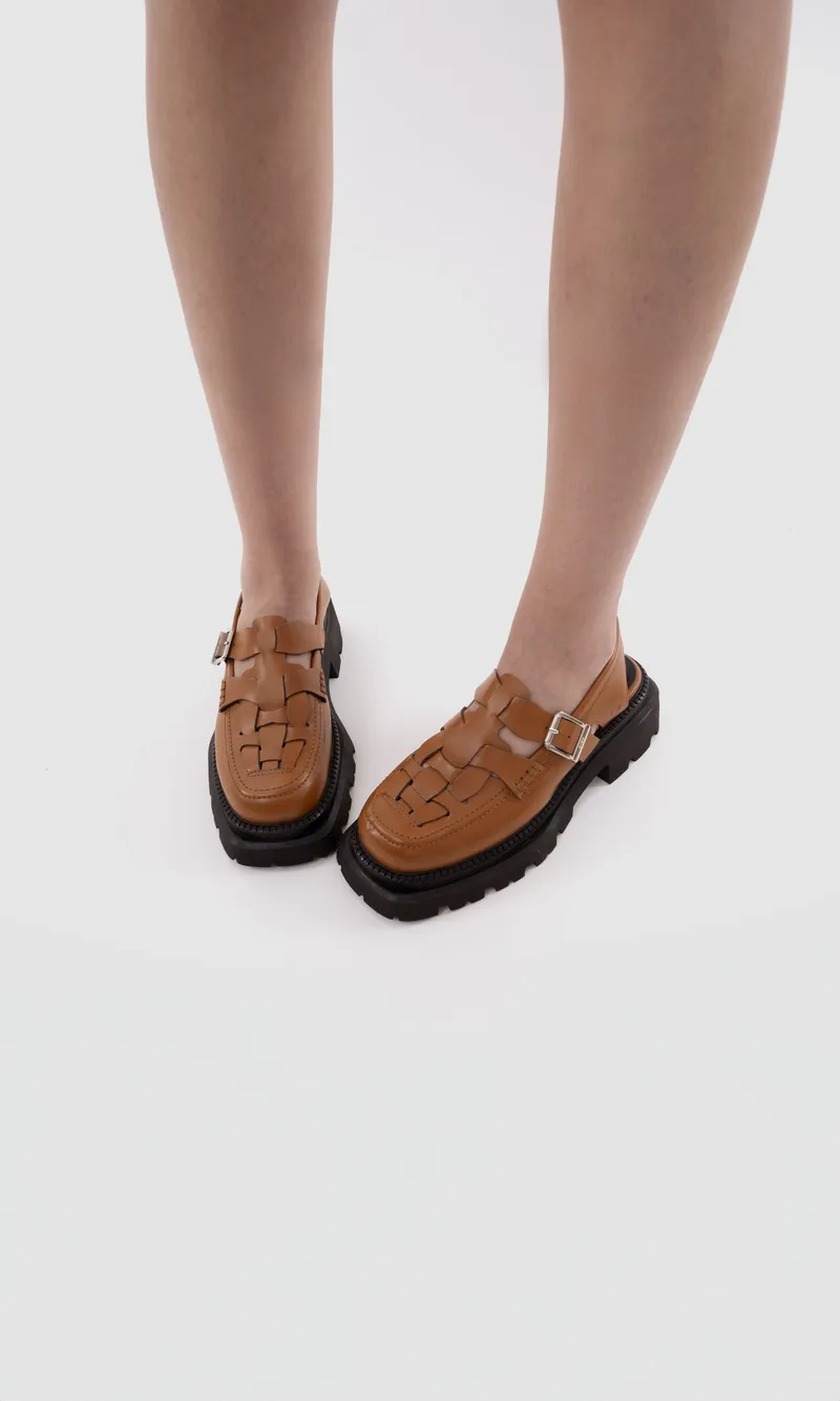 Prev Prev Damen vegan Plateausandalen Dorothy Ingwer Hellbraun, Hellbraun, – Produktbild 2 von 2