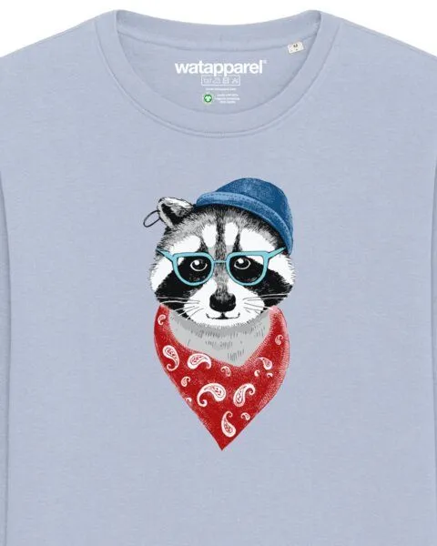 watapparel watapparel Sweatshirt Unisex Waschbär, Serene blue, – Produktbild 3 von 3