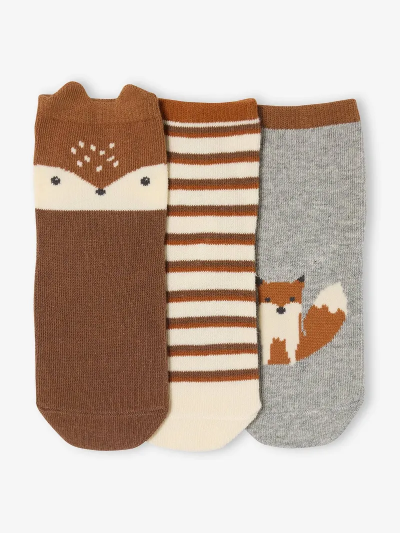 Vertbaudet 3er-Pack Socken FUCHS, Terrakotta, – Produktbild 2 von 3