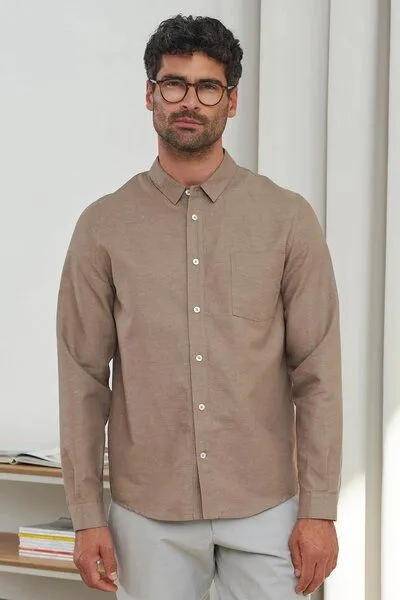 About Companions About Companions Klassisches Hemd SIMON aus Leinen/Baumwolle, Braun (linen walnut), – Produktbild 2 von 3
