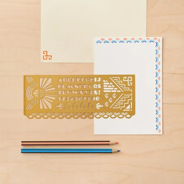 another studio another studio Design Schablone / Zeichnungsvorlage aus Messing, Art deco, – Produktbild 2 von 4