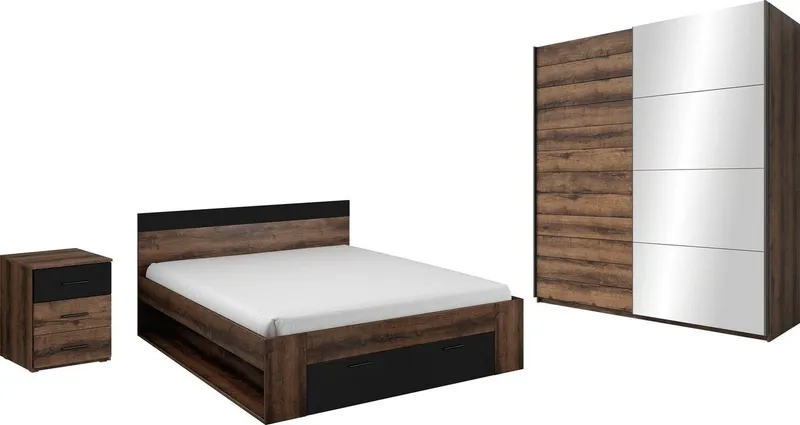 Home affaire Schlafzimmer-Set Beta Komplettschlafzimmer in 3 Farben und 2 Bettgrößen, (4-tlg), wahlweise in 3 Farben und 2 Bettgrößen, Schwarz, – Produktbild 2 von 6