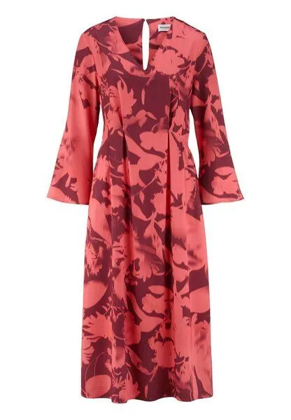 hessnatur hessnatur Print Kleid Midi Relaxed aus reiner LENZING ECOVERO Viskose, Mahagoni, – Produktbild 3 von 4