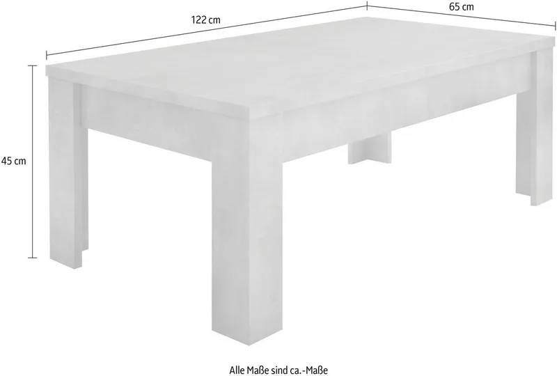 Home affaire Couchtisch Dama 122 x 65 cm, Wohnzimmertisch mit Winkelfuß, Sofatisch, rechteckig, Tischplattenstärke 22 mm, Grau, – Produktbild 4 von 5