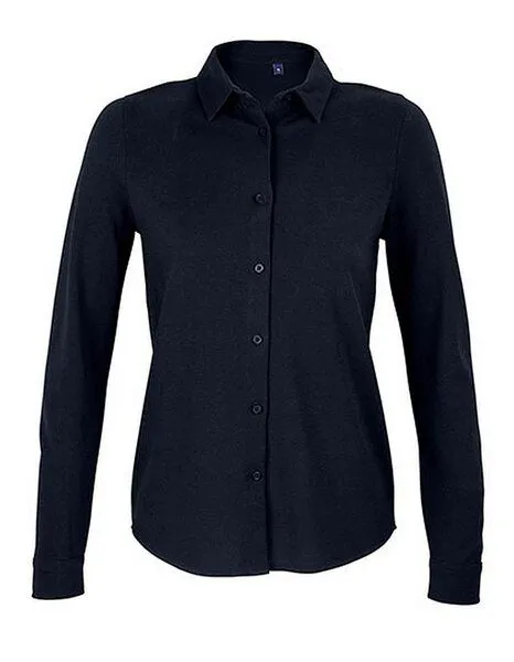 NEOBLU NEOBLU Damen Bluse Langarm Arbeitskleidung Businessbluse Bio Baumwolle Vegan, Night blue, – Produktbild 2 von 4