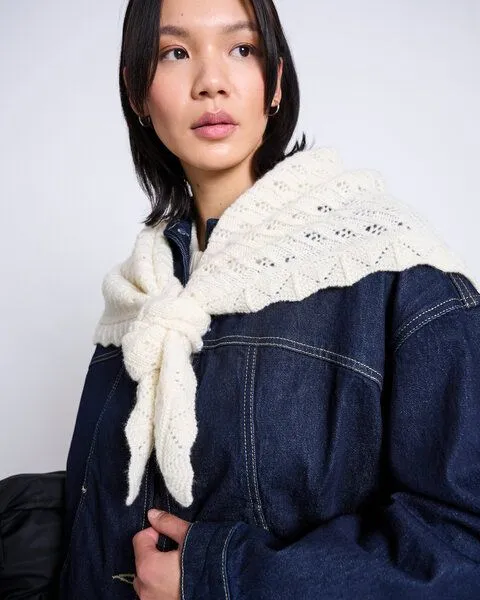 JAN N JUNE JAN N JUNE Lamwoll‑Dreieckstuch ELVA GOTS, Offwhite, – Produktbild 1 von 2