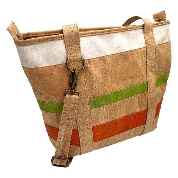 Kork-Deko Kork-Deko Kork-Handtasche (großer Shopper) in beige-grün-rot – Produktbild 6 von 6