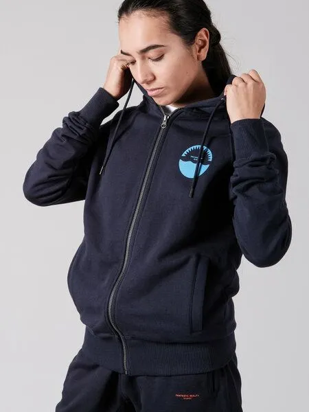 FANTASTIC REALITY STUDIOS Fantastic Reality Studios Welcome Zip-Up Hoodie – Bio-Baumwolle, Unisex, Blau, – Produktbild 2 von 4