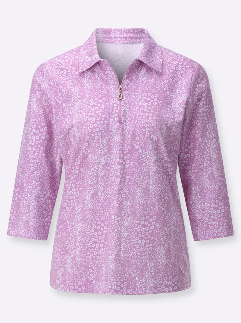Witt Poloshirt orchidee-weiß-bedruckt, Orchidee-weiß-bedruckt, – Produktbild 1 von 2