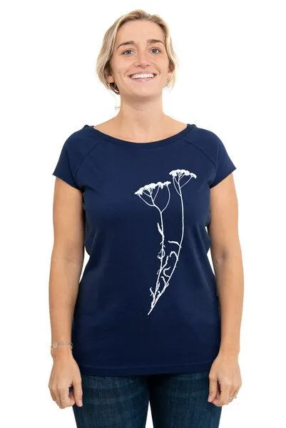 Hirschkind Hirschkind Fair-Trade-Frauenshirt "Schafgarbe" medieval blue - Made in Kenia – Produktbild 1 von 1