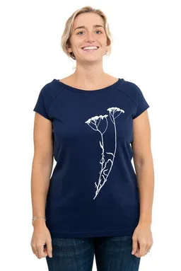 Hirschkind Hirschkind Fair-Trade-Frauenshirt "Schafgarbe" medieval blue - Made in Kenia – Produktbild 1 von 1
