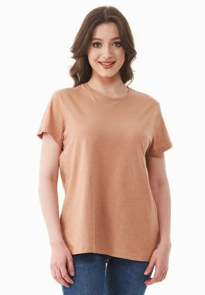 ORGANICATION ORGANICATION Damen Basic T-Shirt aus Bio-Baumwolle, Tan, – Produktbild 1 von 4