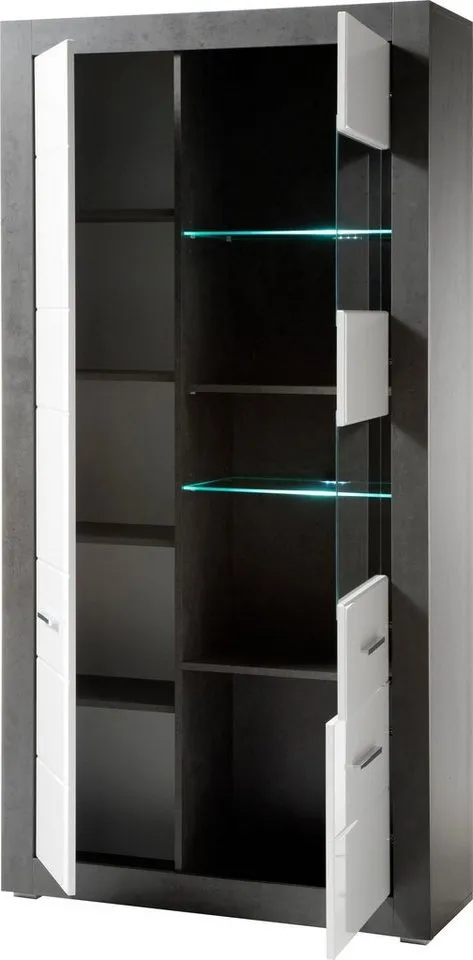 Home affaire Vitrine Etero Höhe 198 cm, Grau, – Produktbild 4 von 5