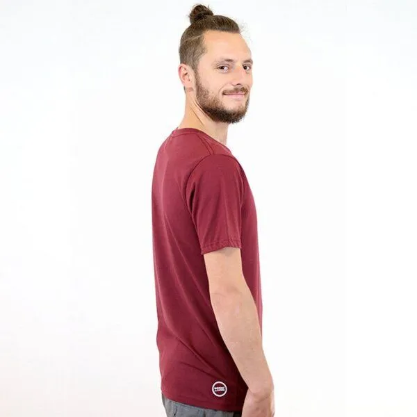 Spangeltangel Spangeltangel T-Shirt "Musikinstrumente " in burgundrot, bedruckt, aus Bio-Baumwolle, Unisex, Dunkelrot, – Produktbild 3 von 4
