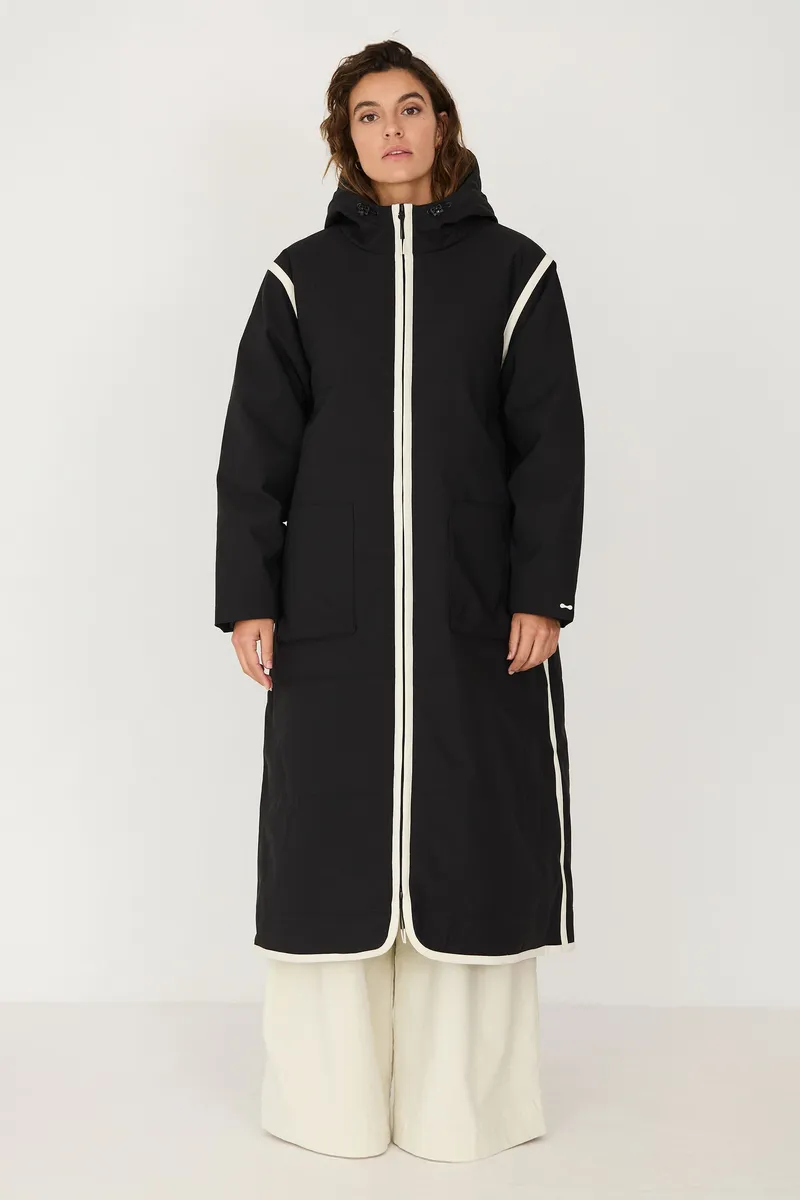 SKFK SKFK Damen vegan Langer Wattierter Mantel Mit Kapuze Von Garai, Schwarz, Schwarz, – Produktbild 1 von 2