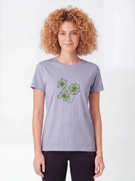 watapparel watapparel T-Shirt Frauen Glücksklee, Lavender, – Produktbild 2 von 2