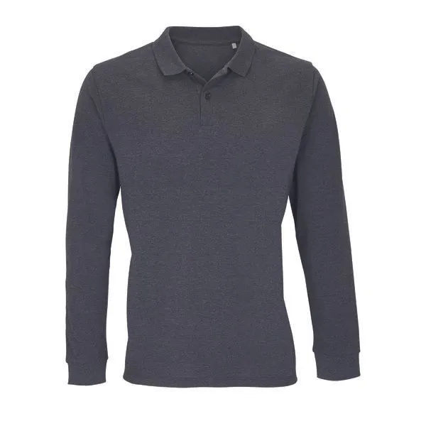 Sol's Sol's Unisex Langarm-Poloshirt, Charcoal melange, – Produktbild 1 von 3