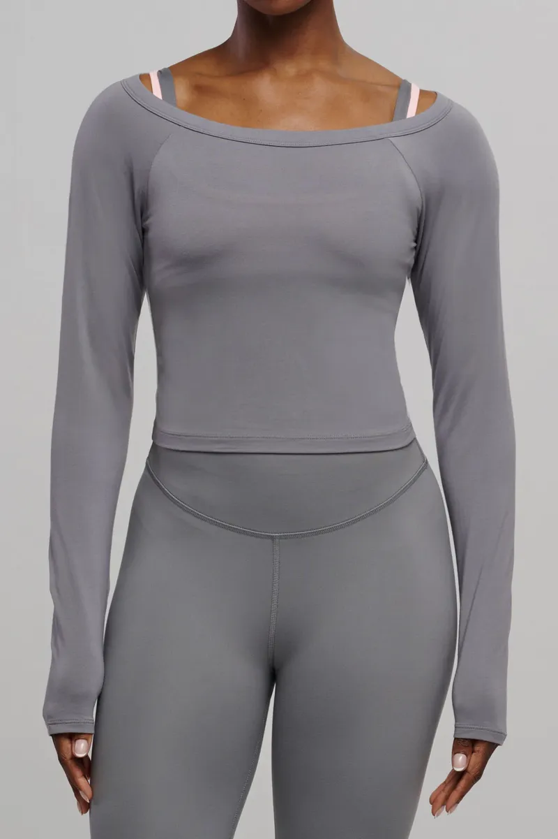 SEAAV SEAAV Damen vegan Top Boatneck Storm Grey, Grau, – Produktbild 2 von 2