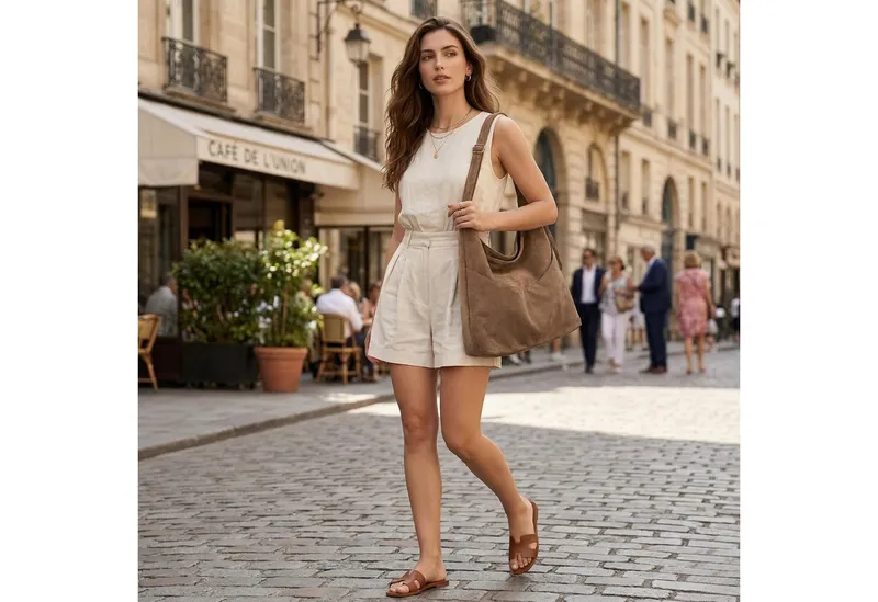 Oemmn Schultertasche große Damen Wildleder Tasche mit Reißverschluss & verstellbarem Gurt, Handtasche Damen aus weichem veganem Leder mit Fächern, Khaki, – Produktbild 2 von 5