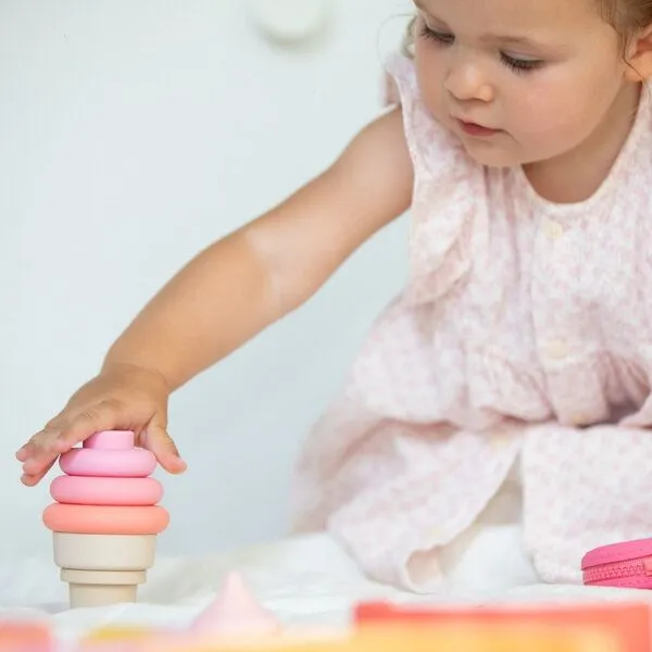PETIKIDS PETIKIDS Montessori-Lernspielzeug – Stapelbares Eis aus Silikon, Koralle, – Produktbild 2 von 2