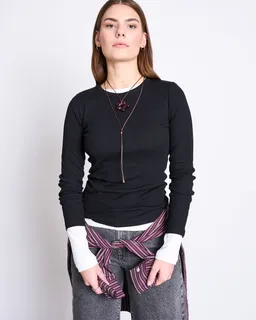 JAN N JUNE JAN 'N JUNE Damen vegan Longsleeve Rippe Rava Schwarz – Produktbild 1 von 1