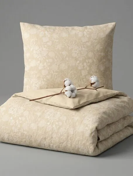 Nature by Adam Nature by Adam Bettwäsche 2tlg aus 100% Bio-Baumwolle - Made in Germany - Flower Cuveé Light, Beige, – Produktbild 3 von 4