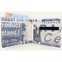 Nyuzi Blackwhite Nyuzi Blackwhite Upcyclin Mini Wallet Portmonnaie | Geldbörse recycelt aus Zementsäcken für Damen und Herren, Blau traingle cement, – Produktbild 1 von 1