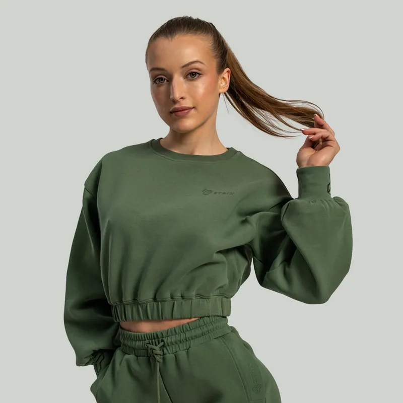 GymBeam OG1 STRIX Lunar Cropped Pullover Cedar Green L – Produktbild 1 von 1