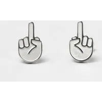Fyngers Fyngers Ohrstecker aus chirurgischen Edelstahl hochglanzpoliert - Modell F*CK YOU, Silber, – Produktbild 1 von 3