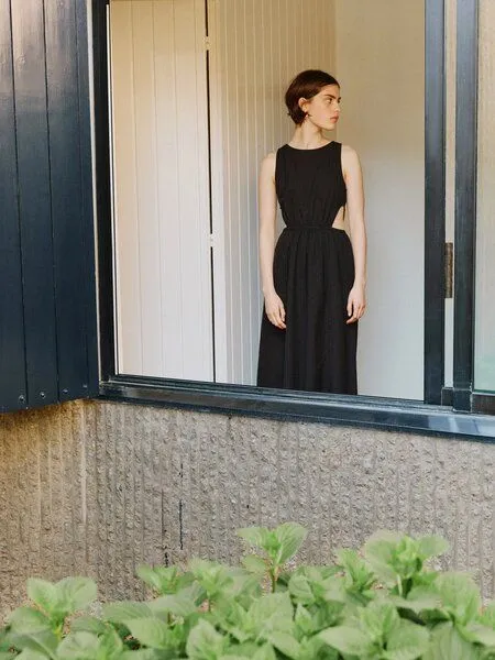 thinking mu thinking mu Kin Dress, Schwarz (black seersucker), – Produktbild 3 von 4