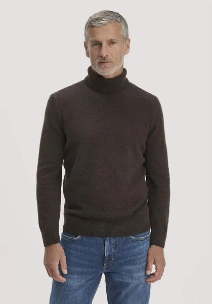 hessnatur hessnatur Rollkragen-Pullover Regular aus Bio-Merinowolle und Bio-Baumwolle, Kakao braun, – Produktbild 1 von 3