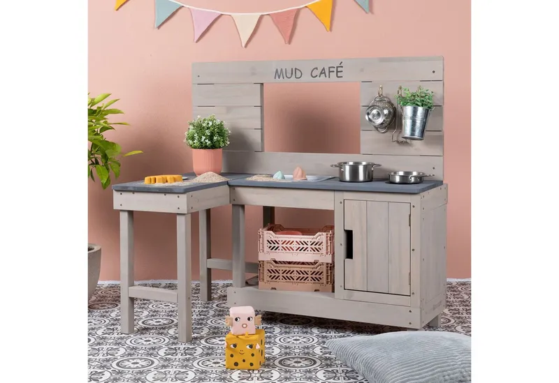 MUDDY BUDDY MUDDY BUDDY Outdoor-Spielküche Matschküche Coffee Corner Holz, Grau, – Produktbild 2 von 4