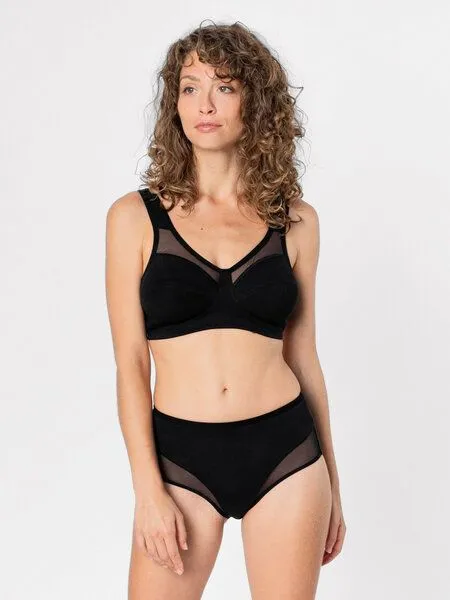 erlich textil erlich textil Anni bügelloser Mesh BH aus Bio-Baumwolle, made in Europe, Schwarz, – Produktbild 4 von 7