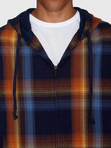 KnowledgeCotton Apparel KnowledgeCotton Apparel Jacke CHECKED HOODIE TWILL aus Bio-Baumwolle, Blau (blue check), – Produktbild 4 von 4