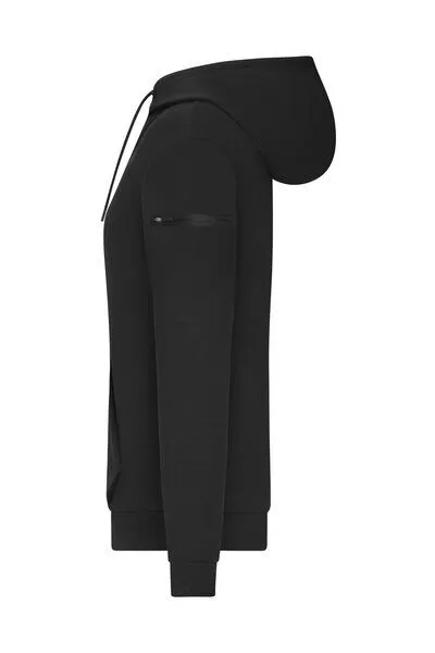 Daiber Daiber Damen Hoodie Kapuzenpullover Pullover Kängurutasche mit Reißverschlusstasche Ärmeltasche Kapuze, Schwarz, – Produktbild 2 von 3
