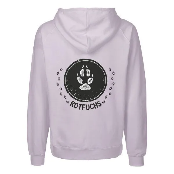 HANDGEDRUCKT HANDGEDRUCKT "Trittsiegel RotFuchs" Männer Zip Hoody Neutral, Dusty purple, – Produktbild 1 von 4