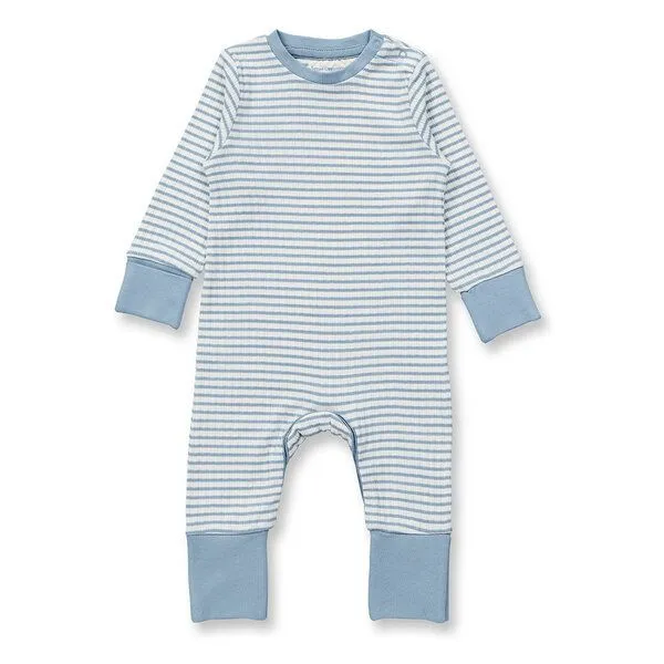 Sense Organics sense-organics Baby Strampler geringelt, Modell TONA, Helles denimblau-weiß geringelt, – Produktbild 1 von 4