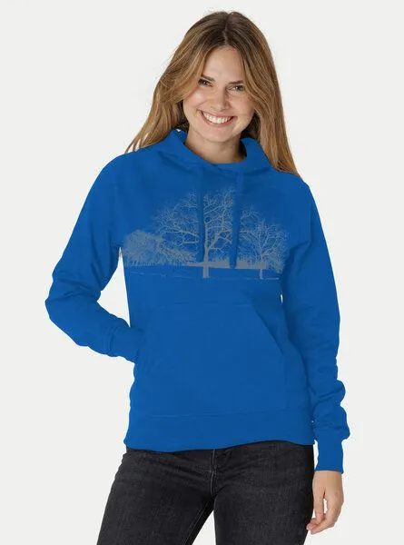 Peaces.bio - handbedruckte Biomode Peaces.bio - handbedruckte Biomode Damen Hoodie Landscape, Königsblau, – Produktbild 2 von 2
