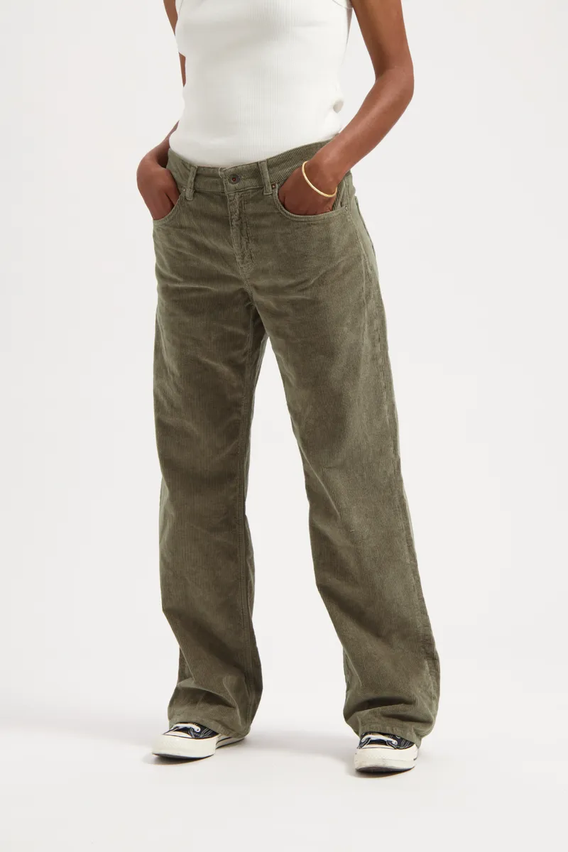 Kuyichi Kuyichi Damen vegan Hose Lena Loose Corduroy Moosgrün, Grün, – Produktbild 2 von 2