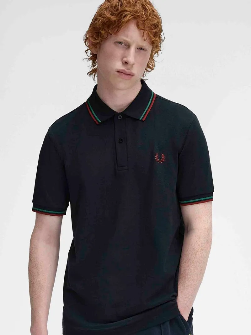 Fred Perry Fred Perry Polo Twin Tipped M3600 Navy Z58 - Größe L, Dunkelblau, – Produktbild 2 von 5