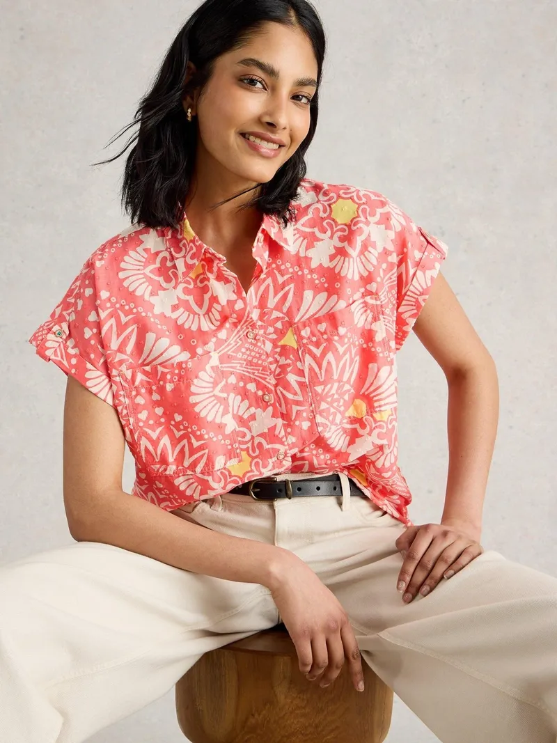 White Stuff Bluse Ellie aus Bio-Baumwolle - 34, Rosa print, – Produktbild 1 von 4