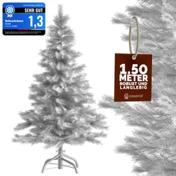 Casaria® Künstlicher Weihnachtsbaum Weiß 150cm PVC mit stabilem Metallständer – Produktbild 1 von 1